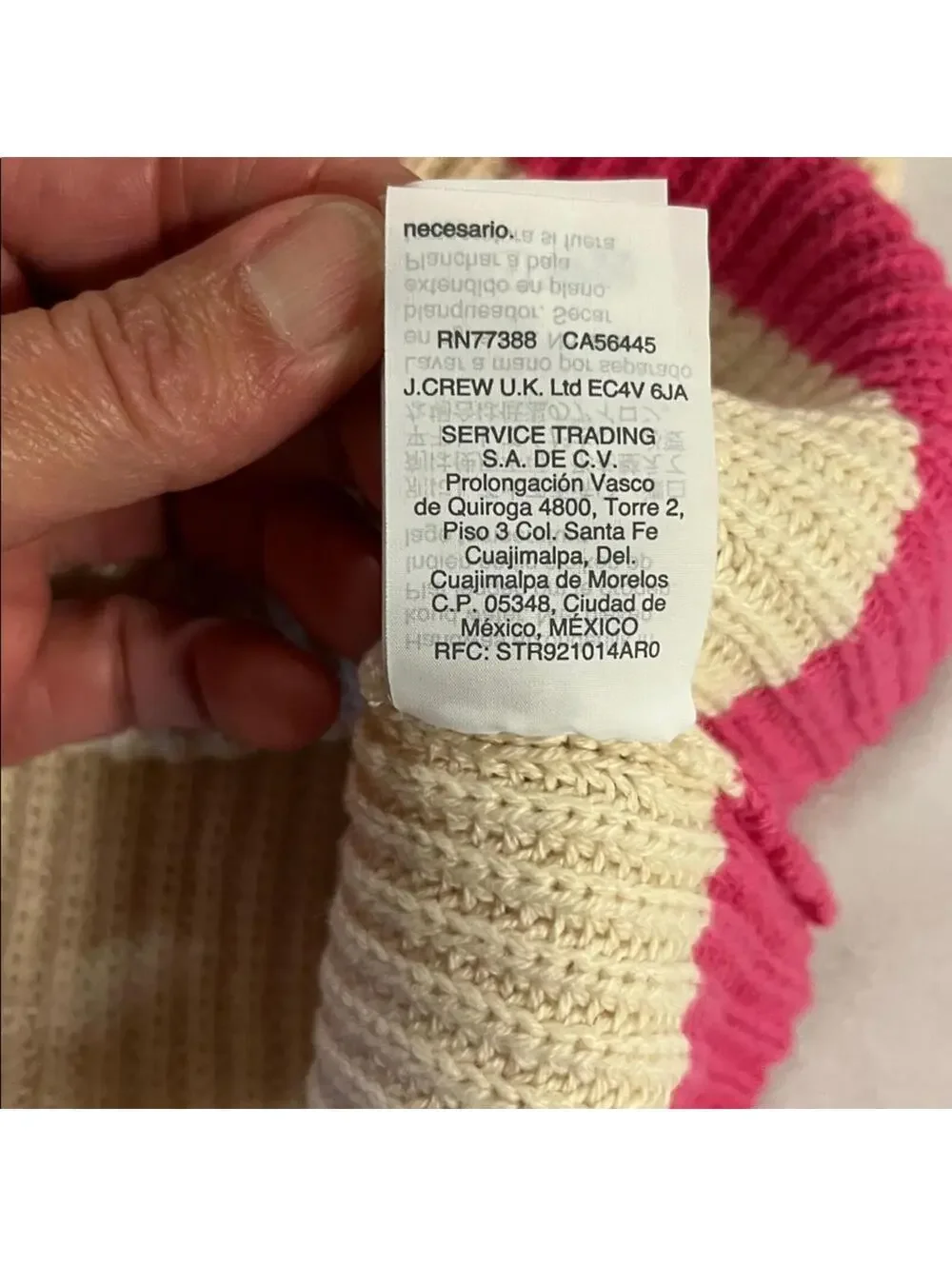 The Reeds x J.Crew Mock Neck Colorblock Sweater XXS Pink Cream Rib Knit